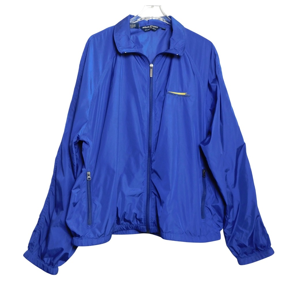 Polo Sport Windbreaker Jacket Mens XL Blue Vintage Full Zip Nylon Shell